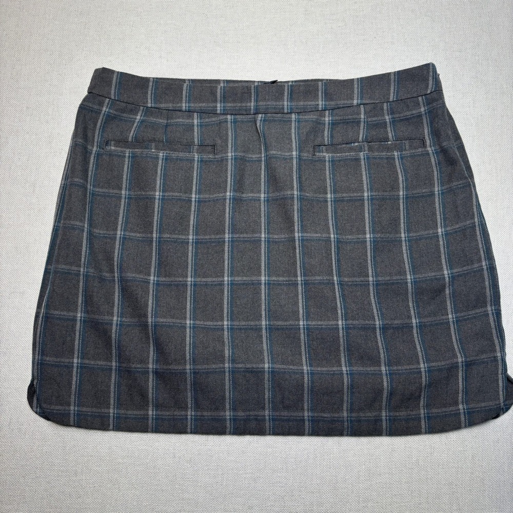 Gap Plaid A Line‎ Mini Skirt Gray Blue Lined Side Zip Size 10